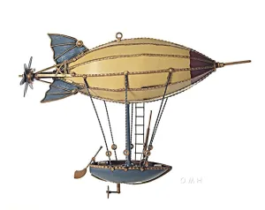 Steampunk Airship Blimp Hot Air Balloon Metal Model