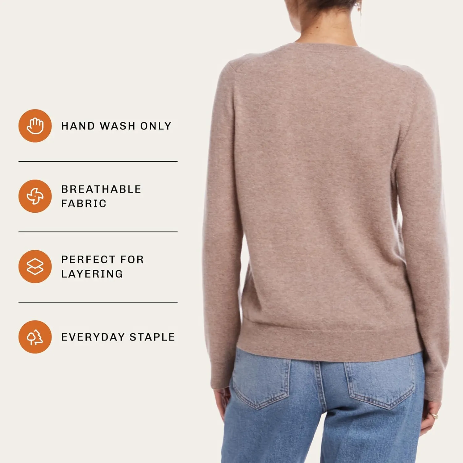 Weatherproof Vintage Women's Lightweight 100% Pure Thin Cashmere Sweater, Long Sleeve Sweatshirt, Casual Soft Pullover(XS-XL)