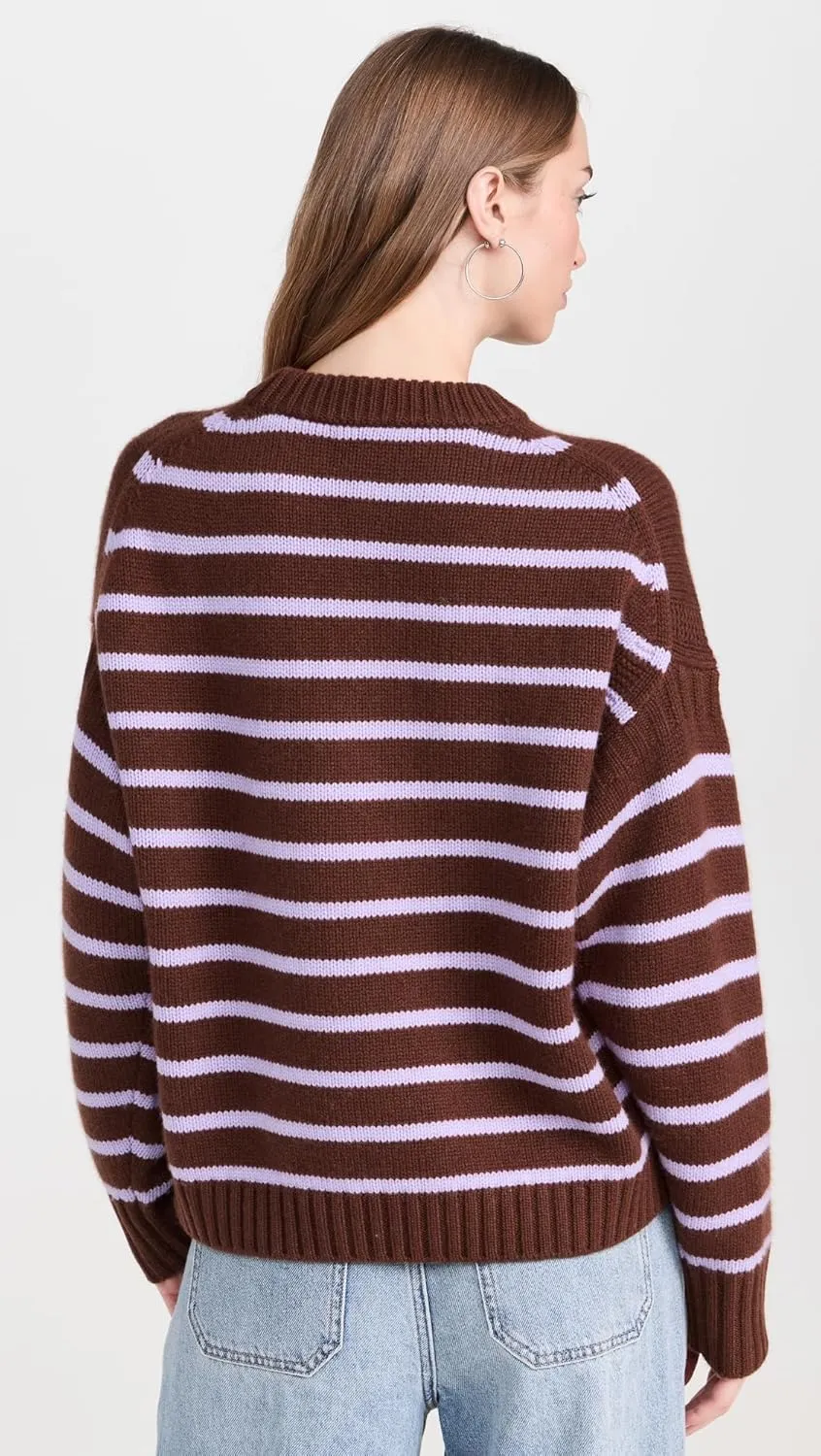 White   Warren Women's Cashmere Blend Striped Crewneck