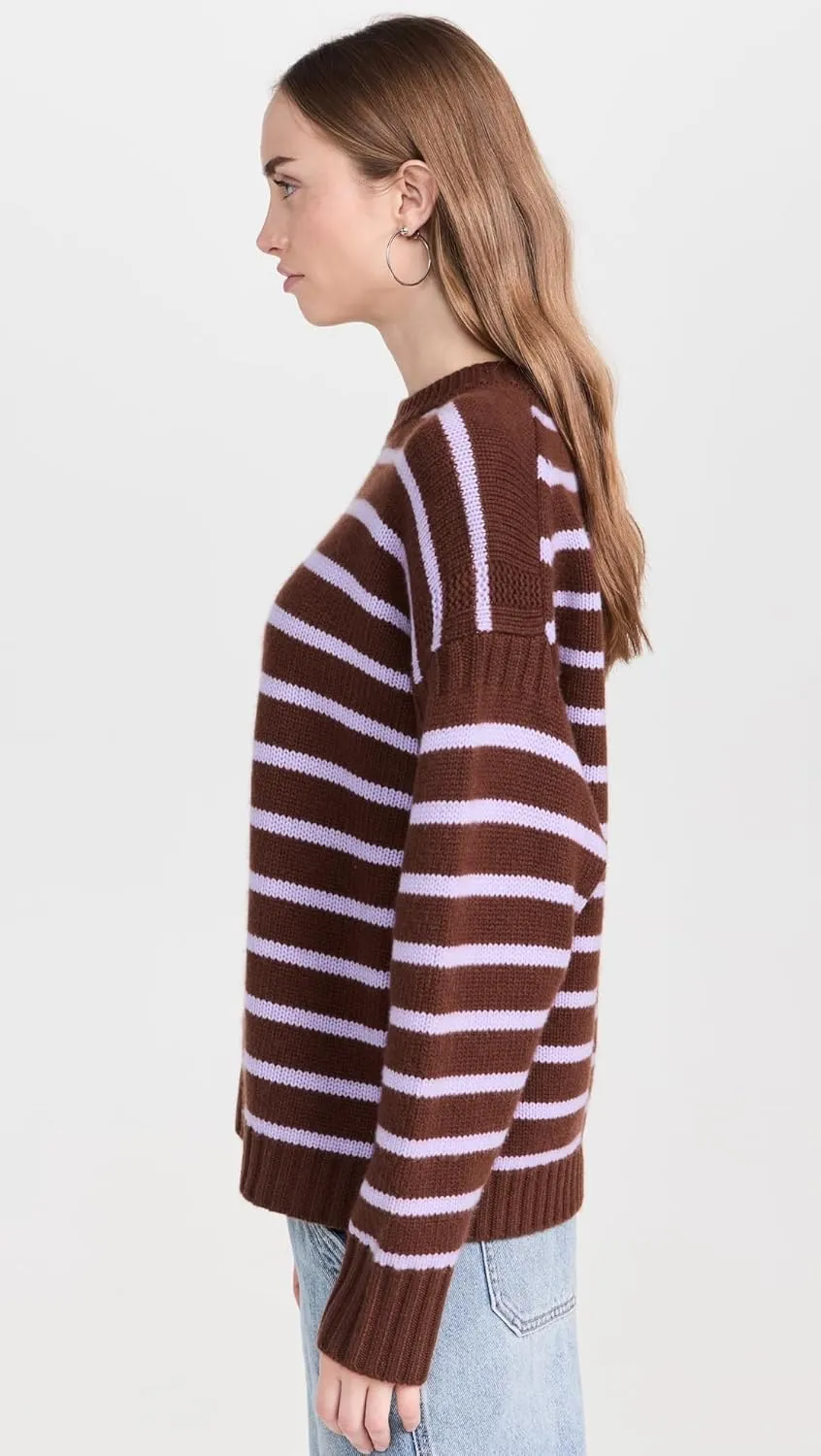 White   Warren Women's Cashmere Blend Striped Crewneck