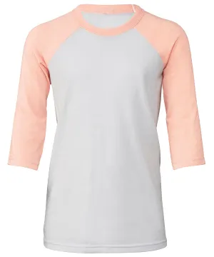 White/Heather Peach - Youth ¾ sleeve baseball tee
