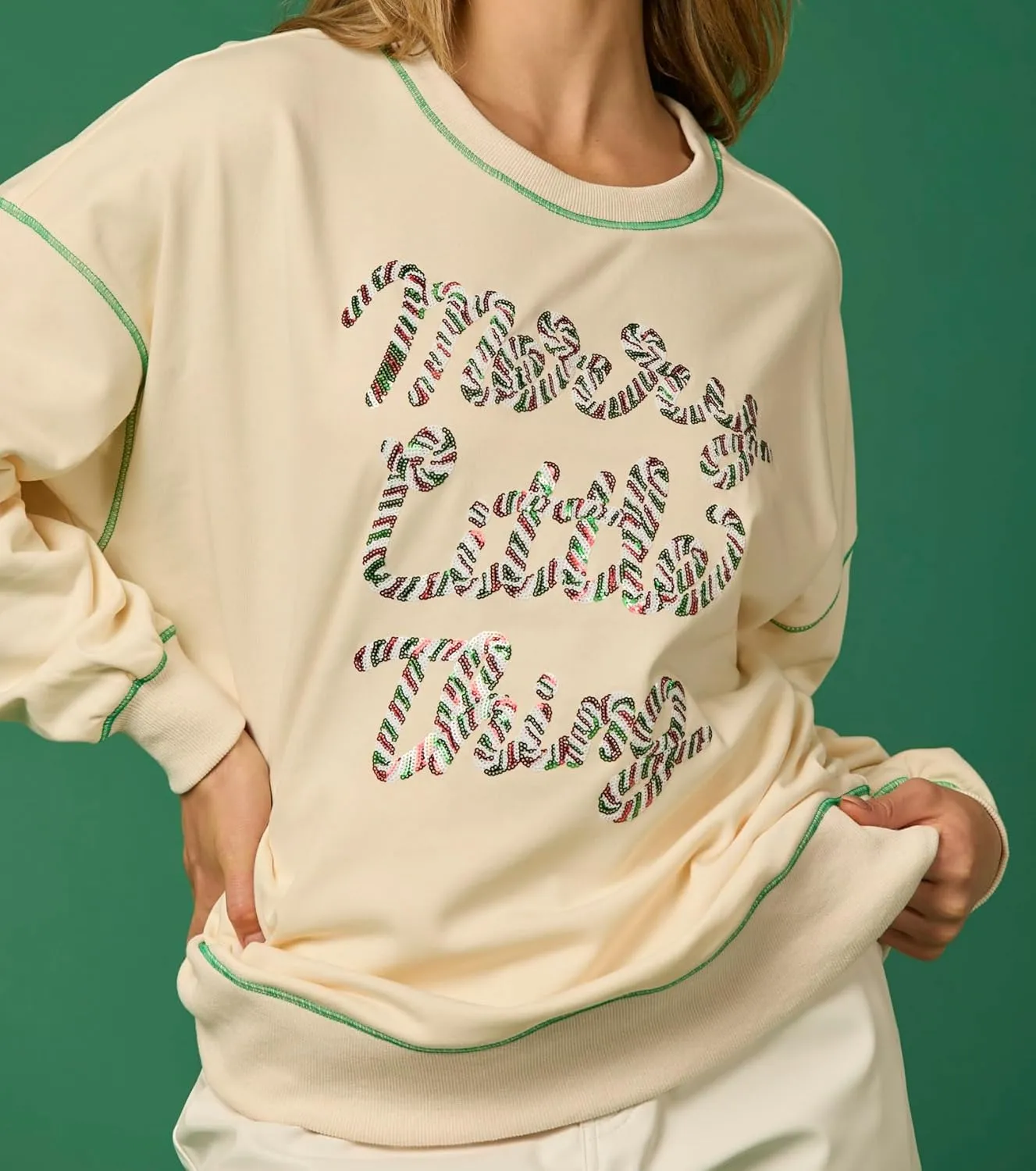 Women Merry Christmas Sequin Sweatshirt Cute Xmas Graphic Crewneck Sweater Holiday Party Long Sleeve Shirts Clothes