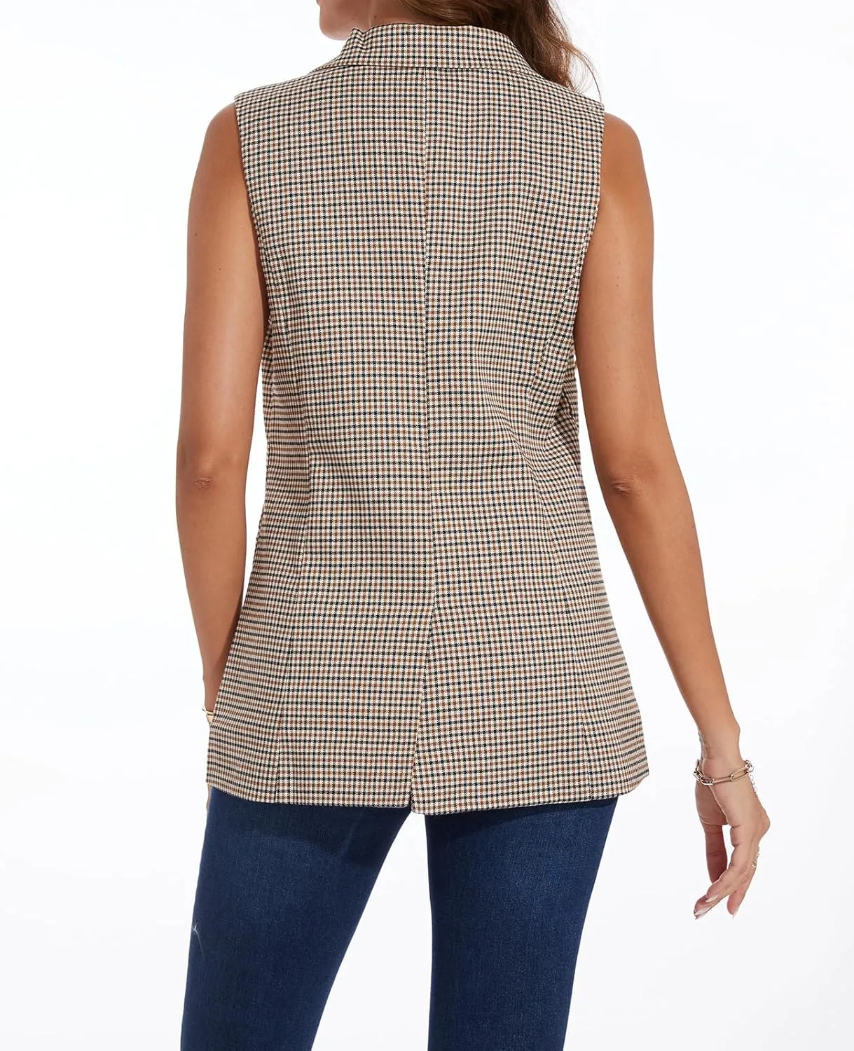 Women's Long Sleeveless Blazer Vests Casual Lapel Office Cardigans Vest Open Front Jacket Blazers