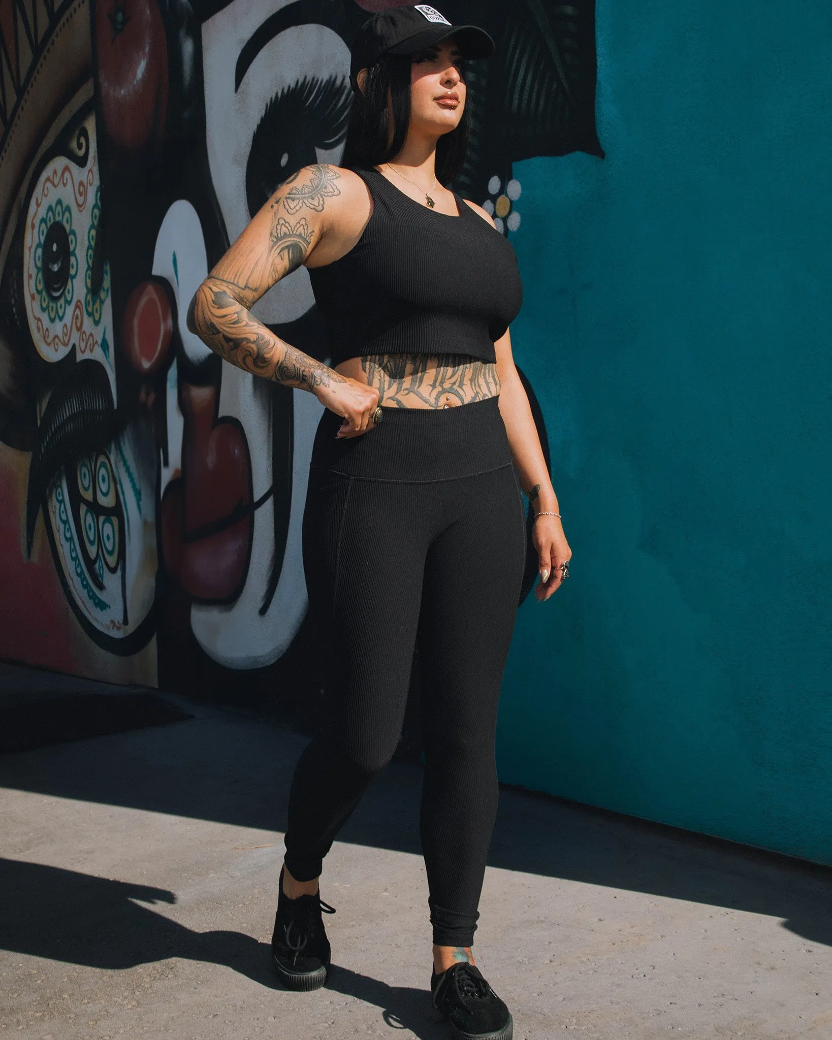 Women's Ribbed Crop Top - Black