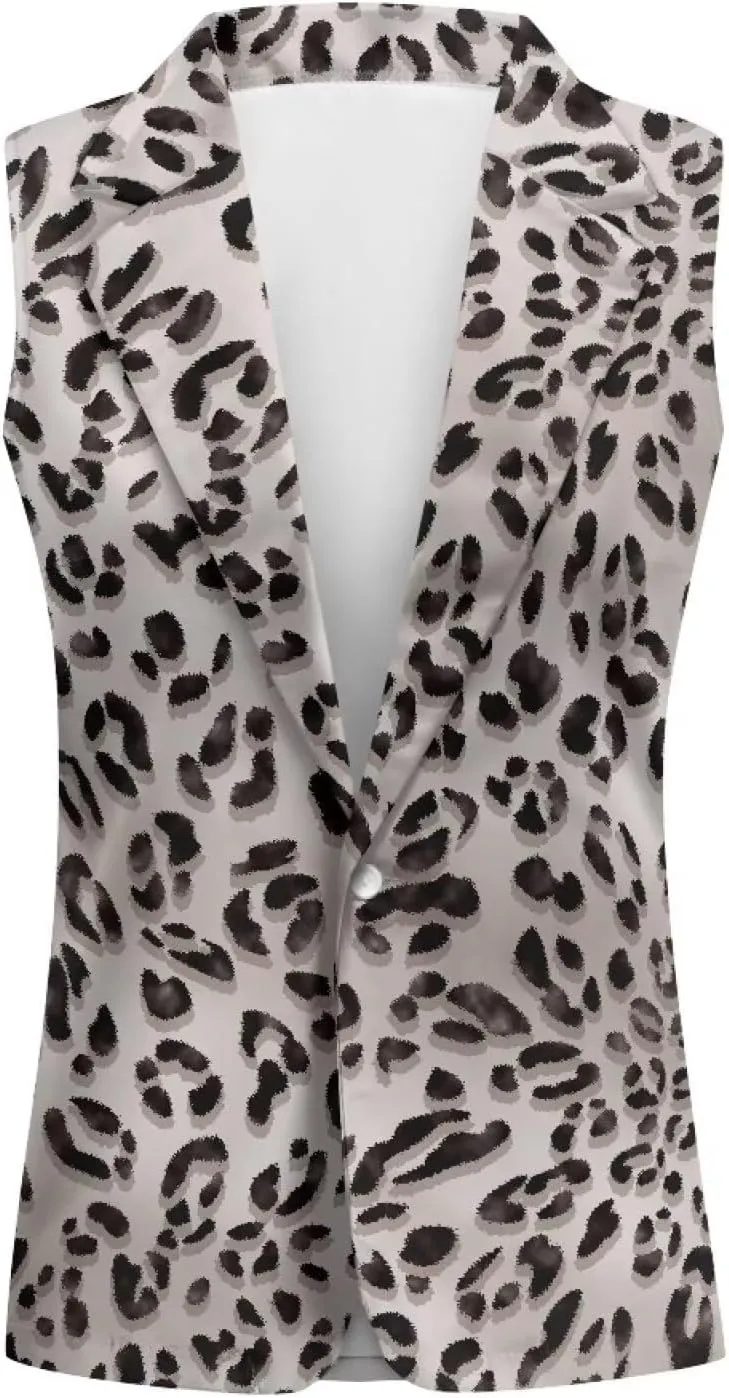 Women's Sleeveless Blazer Vest One Button V neck Loose Outerwear Vests Lightweight Dressy Suit Vest Waistcoat